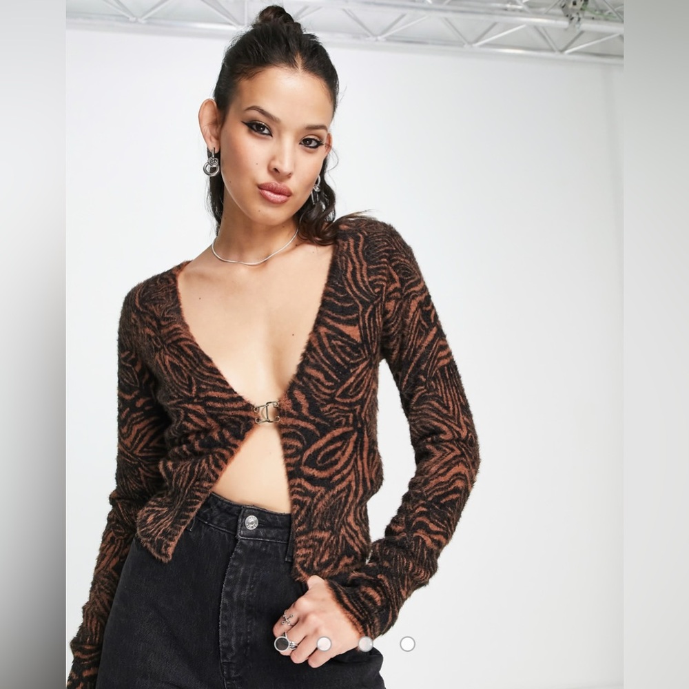 Brown and Black Zebra Cardigan